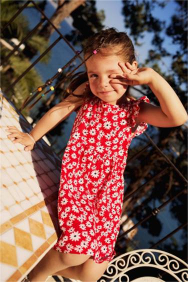 Baby Girl Floral Patterned Short Sleeve Dress
