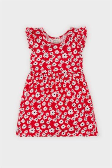 Baby Girl Floral Patterned Short Sleeve Dress