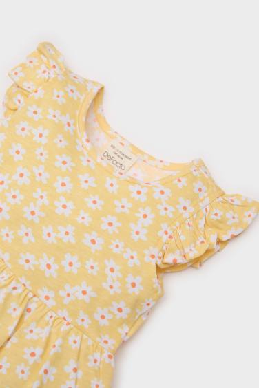 Robe fleurie à manches courtes pour bébé fille