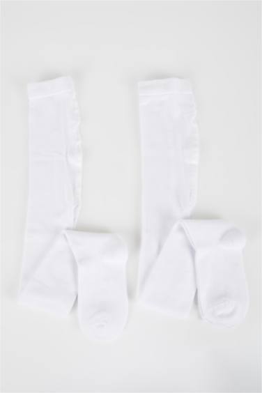 Girls 2 Pack Cotton Pantyhose