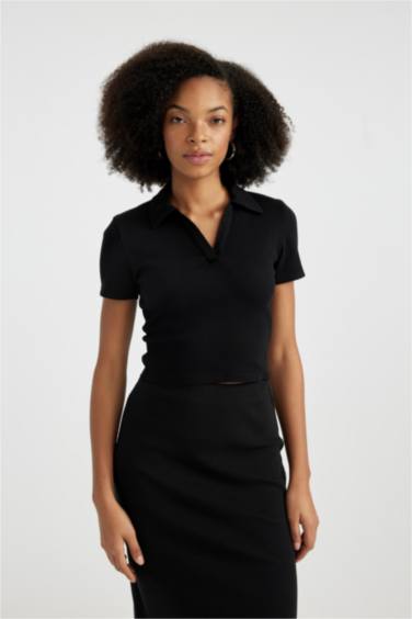 Slim Fit Polo Collar Camisole Short Sleeve T-Shirt