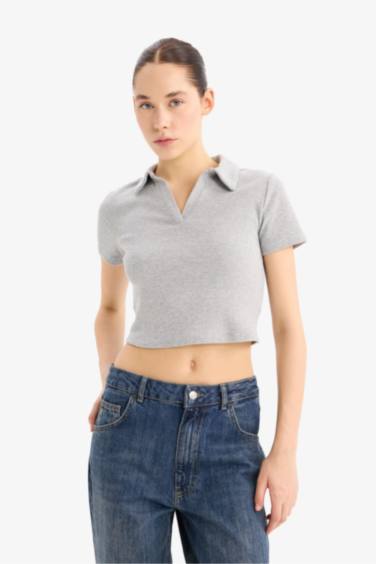 تيشيرت بولو نص ردن مضلع مخصر