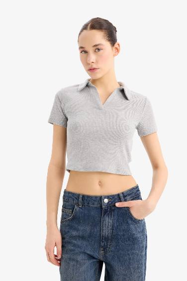 تيشيرت بولو نص ردن مضلع مخصر