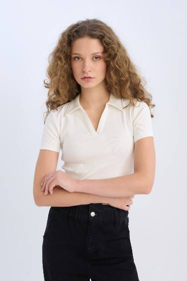 تيشيرت بولو نص كم سليم فيت مضلع