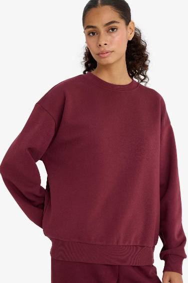 Sweatshirt épais basique à col rond Coupe décontractée