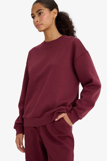 Sweatshirt épais basique à col rond Coupe décontractée