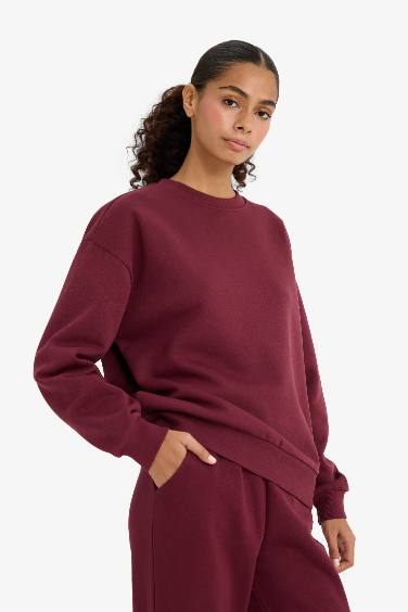 Sweatshirt épais basique à col rond Coupe décontractée