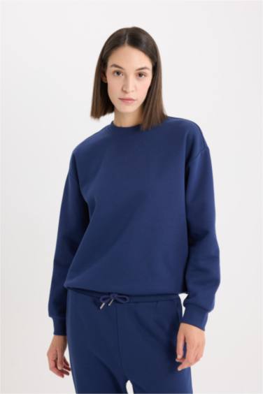 Relax Fit Толстовка с Круглым Воротом Базовая Плотная Из Толстовочного Материала