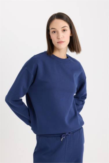 Relax Fit Толстовка с Круглым Воротом Базовая Плотная Из Толстовочного Материала