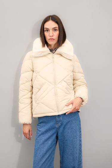 Su Geçirmez Puffer Şişme Mont Kapitoneli İçi Suni Kürklü Rüzgar Geçirmez Cepli