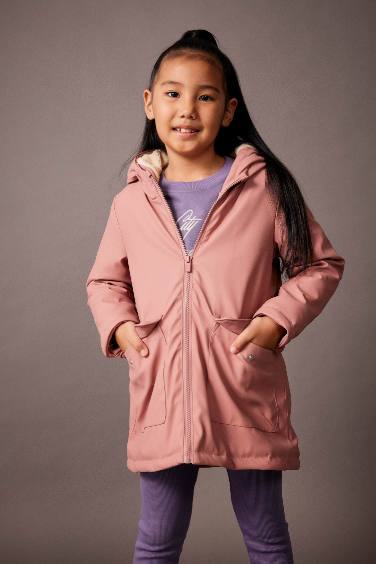 Imperméable Coupe Régulière à Capuche Pour Fille