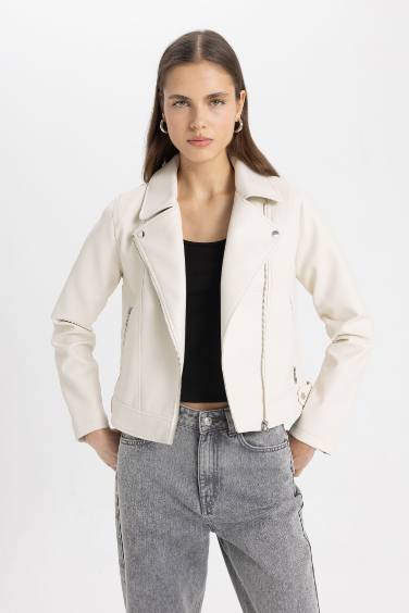 Regular Fit Faux Leather Jacket