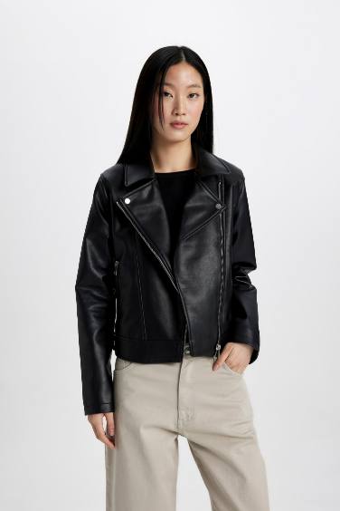 Regular Fit Faux Leather Jacket