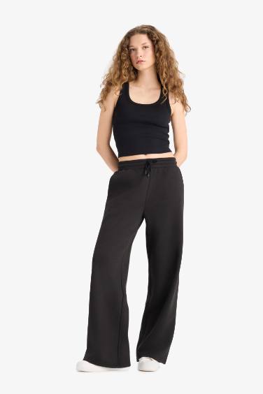 بنطلون قماش تقيل قصة مستقيمة برجل عادية