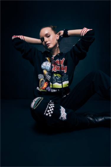 Coool Oversize Fit Hoodie Printed Sweatshirt