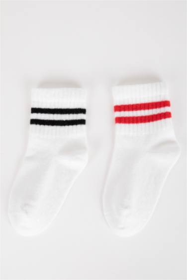 Erkek Bebek Kaydırmaz Taban 2'li Pamuklu Uzun Çorap