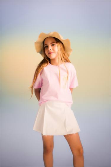 تي شيرت بناتي نص كم قصة مريحة