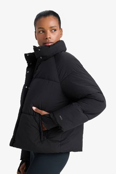 DeFactoFit Su İtici Regular Fit Dik Yaka Reglan Kol Kışlık Şişme Mont