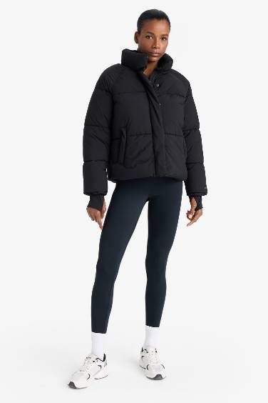 DeFactoFit Su İtici Regular Fit Dik Yaka Reglan Kol Kışlık Şişme Mont