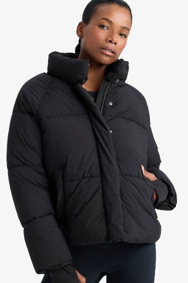 DeFactoFit Su İtici Regular Fit Dik Yaka Reglan Kol Kışlık Şişme Mont