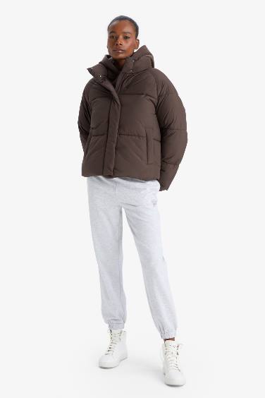 Defactofit Su İtici Regular Fit Dik Yaka Reglan Kol Kışlık Şişme Mont