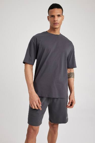 DeFactoFit Oversize Fit Crew Neck Printed Cotton T-Shirt