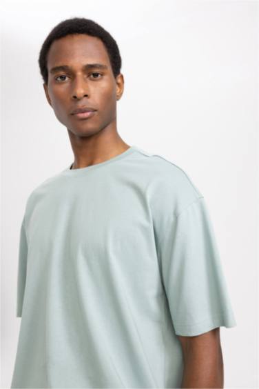 DeFactoFit Oversize Fit Crew Neck Printed Cotton T-Shirt