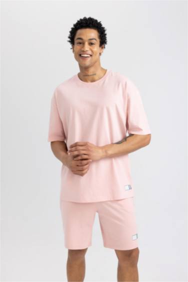 تيشيرت نص كم اوفر سايز وردي مطبوع من DeFactoFit