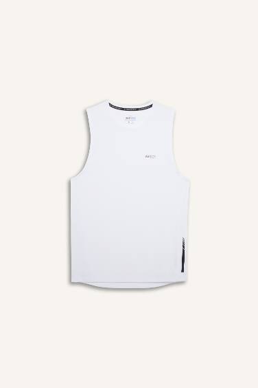DeFactoFit Slim Fit Dar Kesim Baskılı Bisiklet Yaka Ağır Kumaş Sporcu Atlet