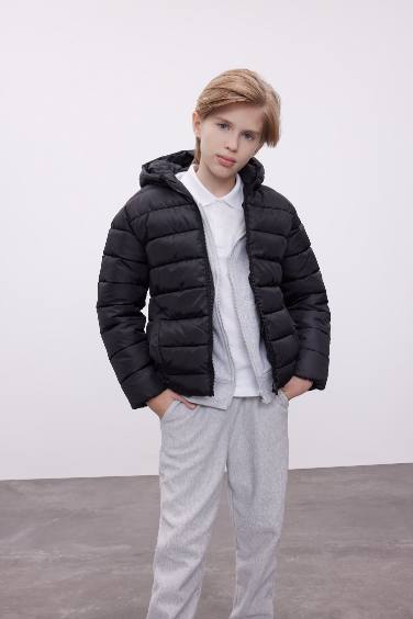 Boy Hooded Water Repellent Puffer Jacket