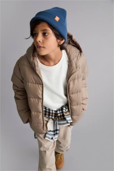 Boy Waterproof Hooded Zippered Puffer Jacket