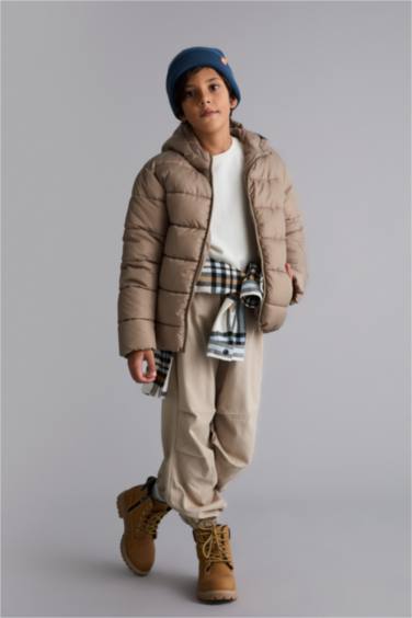 Boy Waterproof Hooded Zippered Puffer Jacket