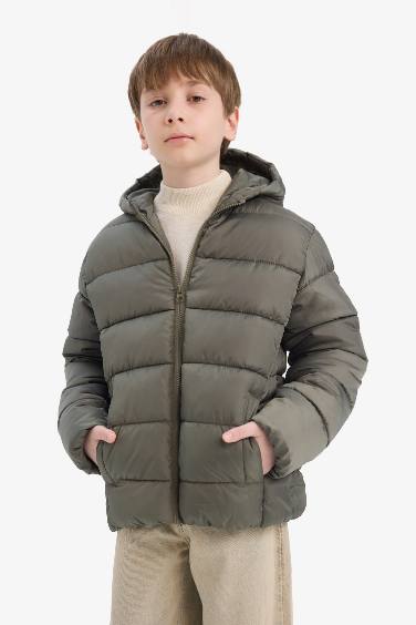 Boy Hooded Water Repellent Zipper Puffer Jacket