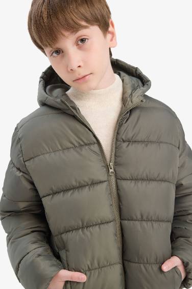 Boy Hooded Water Repellent Zipper Puffer Jacket