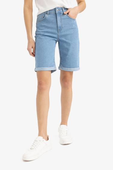 Normal Waist Fold Leg Jean Bermuda