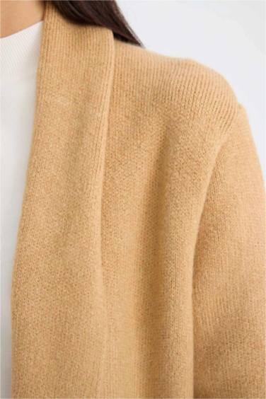 Relax Fit Shawl Collar Belted Long Cardigan