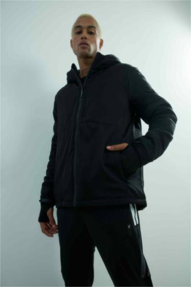 Su İtici Mont Kapüşonlu Fermuarlı Cepli