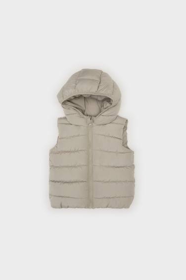 Baby Boy Waterproof Hooded Zippered Puffer Vest