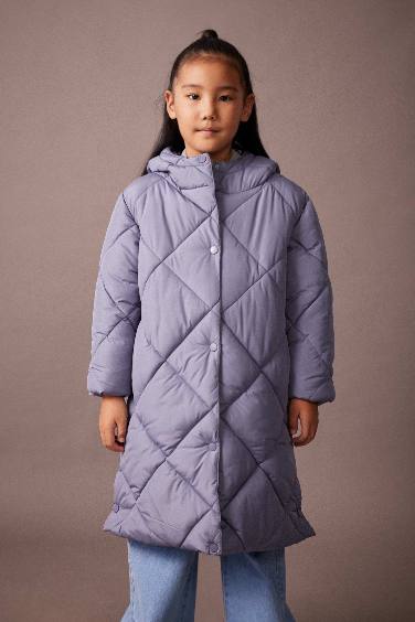 Girl Hooded Quilted Long Puffer Jacket