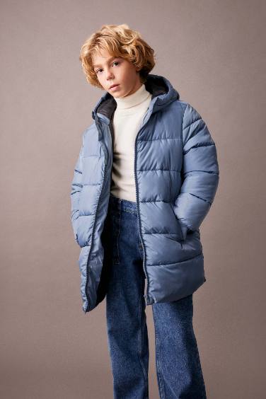 Boy Waterproof Hooded Long Puffer Jacket