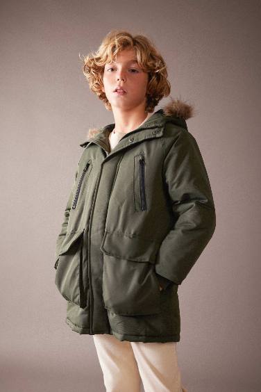 Boy Hooded Plush Lining Parka