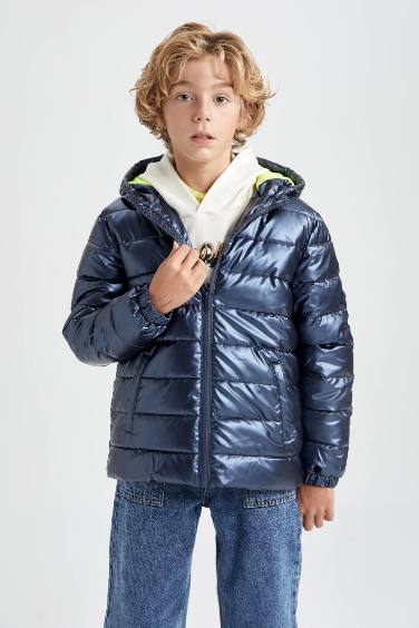 Boy Hooded Water Repellent Fleece Lined Puffer Jacket