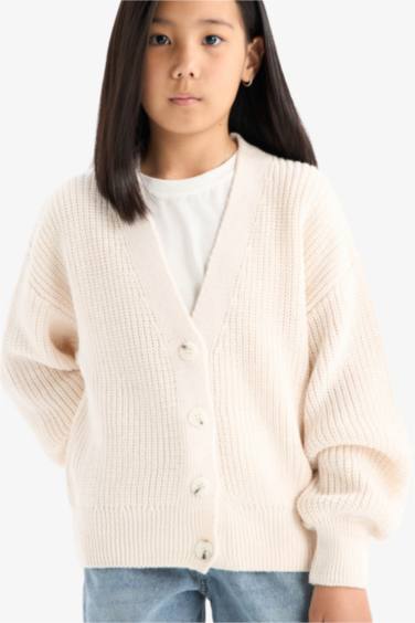 كارديجان تريكو بناتي قصة عادية بياقة V