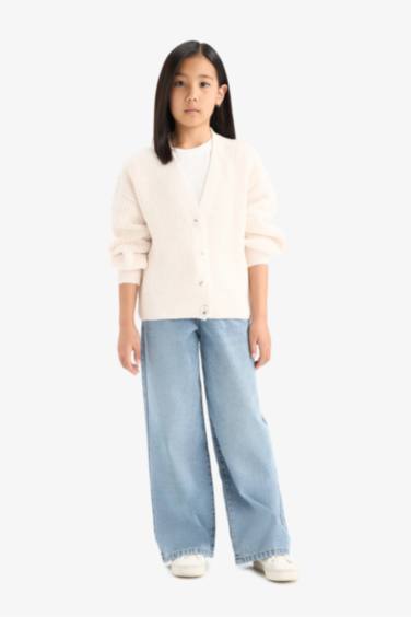 كارديجان تريكو بناتي قصة عادية بياقة V