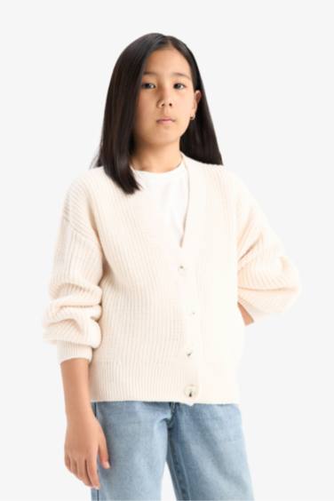 كارديجان تريكو بناتي قصة عادية بياقة V