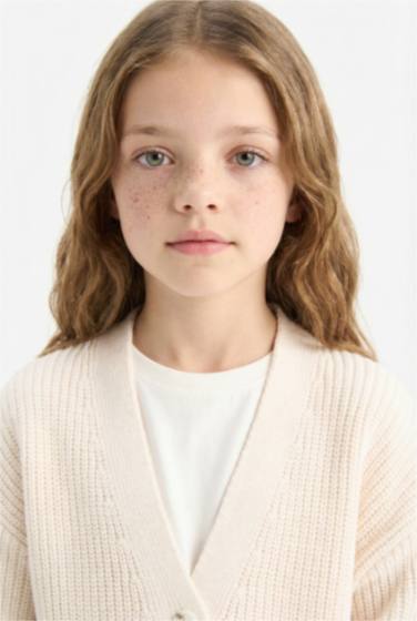 كارديجان تريكو بناتي قصة عادية بياقة V