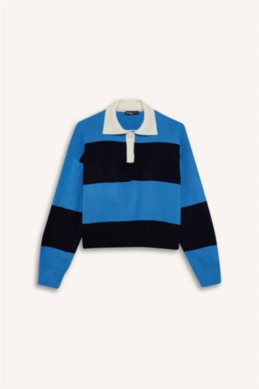 بلوفر قصة عادية بياقة بولو