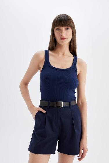 Slim Fit Camisole Round Collar Tank Top