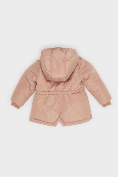 Baby Girl Buttons Hooded Puffer Jacket
