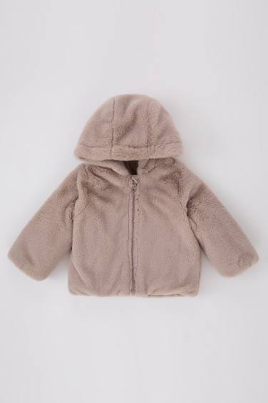 Baby Girl Hooded Plush Jacket